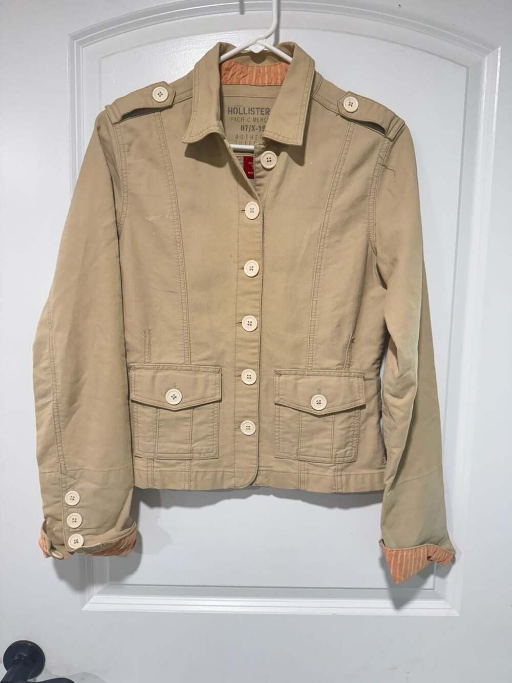 Hollister Khaki Military Utility Jacket Y2K Preppy Women’s Medium